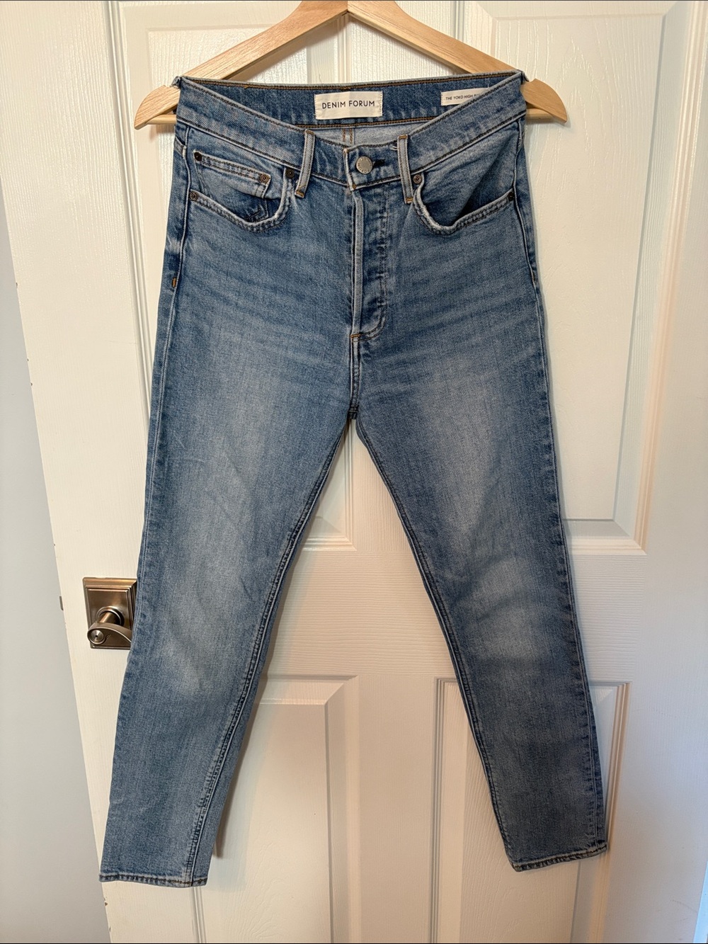Denim Forum Women’s Light Blue Slim Straight Jeans